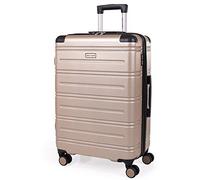 Pierre Cardin ABS Hard Shell 26 Inch Suitcase - Travel Luggage with 8 Spinner Wheels | Telescopic Drag Handle | Hard Sided Suitcases Weighing 3.6kg Cap 62L Height 66.5cm CL889 (Medium, Champagne)