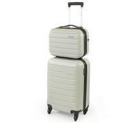 Pierre Cardin Cabin Suitcase & Mini Hard Shell Vanity Case Set - Voyager 21" + 10" in Light Grey | Size: 2 Pack Pierre Cardin Light Grey 2 Pack