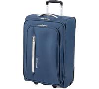 Pierre Cardin Cion Soft Sided Luggage with Stress Tested Durable Wheels, Telescopic Drag Handle Suitcase with Packing Straps CL610M (Small, Navy & Grey)