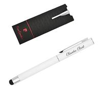 Pierre Cardin CLAUDIE TouchPen Rolleball with Engraving, Premium Pen Case, Blue Refill, Elegant, Personalised Gift, Name, Engraved, Anniversary, Birthday (White)