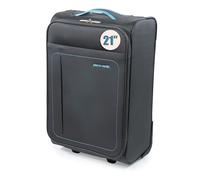 Pierre Cardin KLM Cabin Approved - Soft Sided 21 Inch Suitcase with Wheels, Fits Into 55x40x25 Luggage Cage Soft Shell | Light 2.25kg 55cm 33L CL614 (Charcoal & Light Blue, Small)