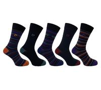 Pierre Cardin Men's Design Socks | 5 Pairs | U.K. Size 7-11 | Work, Everyday, Eco-Friendly (Black Mix Stripe)