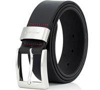 Pierre Cardin Mens leather belt/Mens belt, full grain leather belt XL with metal loop, dark brown