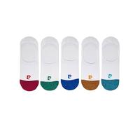 Pierre Cardin - Men's Plain Invisible Liner Sports Socks |5 Pairs | U.K. Size 7-11 (WHITE WITH COLOURED TOES)