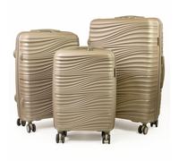 Pierre Cardin Riviera Hard Travel Suitcase 8 Spinner Wheeled Luggage with TSA Locks in Gold | Size: 3 Pack Pierre Cardin Gold 3 Pack