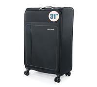 Pierre Cardin Soft Shell Wheeled Hold Suitcase Lightweight Long Haul Travel Luggage in Black | Size: Medium Pierre Cardin Black Medium