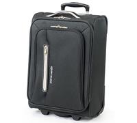 Pierre Cardin Soft Sided 18 Inch Suitcase with Wheels - KLM Flybe Emirates Cabin Approved Under 55x40x20 Luggage for TUI Jet2 | Light 1.8kg 48cm 30L (Carry On, Black & Grey)