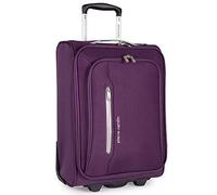 Pierre Cardin Soft Sided 18 Inch Suitcase with Wheels - KLM Flybe Emirates Cabin Approved Under 55x40x20 Luggage TUI Soft Shell Bag | Light 1.8kg 48.5cm 30L (Carry On, Purple & Light Grey)
