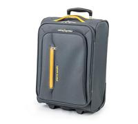 Pierre Cardin Soft Sided 18 Inch Suitcase with Wheels - KLM Flybe Emirates Cabin Approved Under 55x40x20 Luggage TUI Jet2 | Light 1.8kg 48cm 30L (Carry On, Grey & Orange)