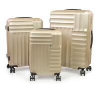 Pierre Cardin Soleil Wheeled Hard Sided 3pc Suitcase Set TSA Luggage Locks Champagne in Metallic Gold | Size: 3 Pack Pierre Cardin Metallic Gold 3 Pack