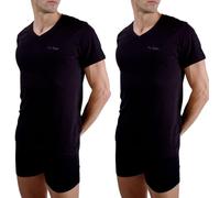 pierre cardin underwear Men's Cotton T-Shirt Signature V-Neck Embroidery Black (Pack of 2), Black, XL