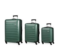 Pierre Cardin Voyager Hard Shell Lightweight Luggage 4 Wheel Durable Travel Suitcase in Green | Size: 3 Pack Pierre Cardin Green 3 Pack
