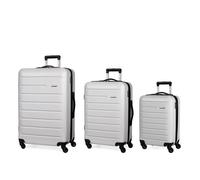 Pierre Cardin Voyager Hard Shell Lightweight Luggage 4 Wheel Durable Travel Suitcase in Light Grey | Size: 3 Pack Pierre Cardin Light Grey 3 Pack