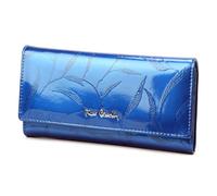 Pierre Cardin Women's Wallet Stylish Made from 100% Natural Leather Varnished 18,5 x 10 x 3 cm Holds 9 Cards 2 Bill Compartments 1 Coins Pockets Colour Blue