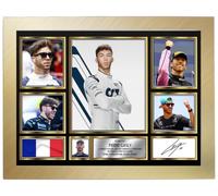 Pierre Gasly Signed Autograph Photograph Display - Perfect for F1 Fans, A4 Poster + Gold Frame - Limited Edition Autograph Fan Gift - Collectible Memorabilia Merchandise