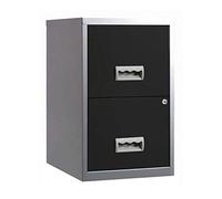 Pierre Henry 095808 A4 Steel Lockable 2 Drawers Filing Cabinet - Silver/Black