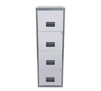 Pierre Henry A4 4 Drawer Maxi Filing Cabinet Silver and White