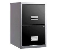 Pierre Henry Maxi Filing Cabinet with 2 Lockable Drawers 400 x 400 x 660 mm Black, Silver