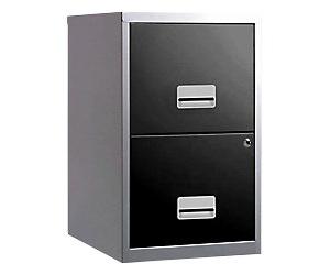 Pierre Henry Maxi Filing Cabinet with 2 Lockable Drawers 400 x 400 x 660 mm Black, Silver