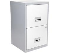 Pierre Henry Maxi Steel Filing Cabinet with 2 Lockable Drawers 400 x 400 x 660 mm Silver, White