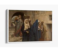 Pierre Jean van der Ouderaa, Holy Women return from Christ' Grave Canvas Floater Frame Print Picture Art - White Frame 36 inch wide x 24 inch high
