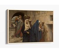 Pierre Jean van der Ouderaa, Holy Women return from Christ' Grave Canvas Floater Frame Print Picture Art - Light Oak Frame 30 inch wide x 20 inch high