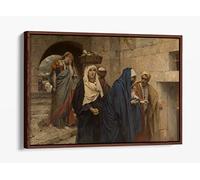 Pierre Jean van der Ouderaa, Holy Women return from Christ' Grave Canvas Floater Frame Print Picture Art - Walnut Frame 12 inch wide x 8 inch high