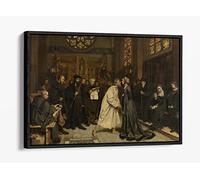 Pierre Jean van der Ouderaa, The Mouth Kiss Canvas Floater Frame Print Picture Art - Black Frame 12 inch wide x 8 inch high