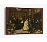 Pierre Jean van der Ouderaa, The Mouth Kiss Canvas Floater Frame Print Picture Art - Walnut Frame 24 inch wide x 16 inch high