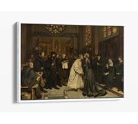 Pierre Jean van der Ouderaa, The Mouth Kiss Canvas Floater Frame Print Picture Art - White Frame 24 inch wide x 16 inch high