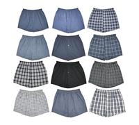 Pierre Klein 12 Pairs Men's Woven Boxer Shorts - Soft Cotton Underwear - Breathable Stretch Waistband - Everyday Comfort Boxers - Value Multi-Pack for Men (UK, Alpha, S, Regular, Regular, Assorted)