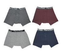 Pierre Klein Men's 2 Pack (4 Pairs) Boxer Shorts | Gift Box Set | Ribbed Boxers with Elastic Waistband | Medium - 2XL (UK, Alpha, L, Regular, Regular, Red, Navy, Grey Marl, Charcoal)