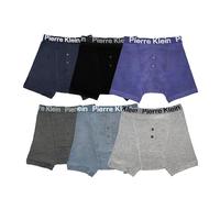 Pierre Klein Men's Cotton Blend Boxer Shorts, Classic Ribbed Design, Pack of 12 (UK, Alpha, S, Regular, Regular, Black, Navy, Grey, Blue Assorted)