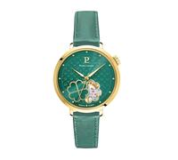 Pierre Lannier Esperance Women's Watch Gold Dial Green Leather Strap 14 mm, Green, One Size, Strap