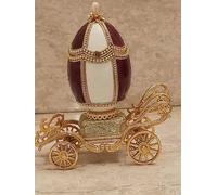 pierre lorren ONE ONLY Unique Romanov style Authentic Goose Egg Rare Musical Trinket Box Princess Carriage embellished with PURE GOLD decor Handmade Imperial egg gift