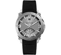 Pierre Petit : Mens Serie Le Mans Silver Watch - Black Leather - One Size