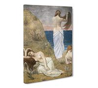 Pierre Puvis De Chanes Young Girls By The Seaside Canvas Print | Gallery Wrapped 30mm Frame Wall Art | 24x16 inches | Ready to Hang | Classic Seascape Picture | Living Room Bedroom Lounge Office
