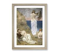Pierre Puvis De Chanes Young Girls By The Seaside Classic Painting Framed Print | A2 Oak Framed Wall Art | Ready to Hang | Classic Beach Picture | Living Room Bedroom Lounge Office