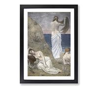 Pierre Puvis de Chanes Young Girls by The Seaside Framed Print | A2 Black Framed Wall Art | Ready to Hang | Modern Beach Picture | Living Room Bedroom Lounge Office