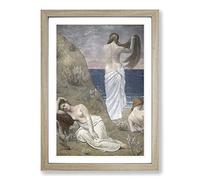 Pierre Puvis de Chanes Young Girls by The Seaside Framed Print | A2 Oak Framed Wall Art | Ready to Hang | Modern Beach Picture | Living Room Bedroom Lounge Office