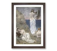 Pierre Puvis de Chanes Young Girls by The Seaside Framed Print | A2 Walnut Framed Wall Art | Ready to Hang | Modern Beach Picture | Living Room Bedroom Lounge Office