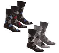 Pierre Roche Comfort Fit Non-Elastic Top Socks 6-11 6 Pack Argyle