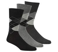 Pierre Roche Mens 3 Pair Argyle Plain Non Elastic Top Diabetic Travel Socks 6-11 Black UK 6-11