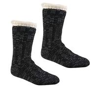 PIERRE ROCHE Men's Cosy Lounge Slipper Socks Anti Slip Grippers Ideal For Gifts 6-11, 2 Packs Black, One Size