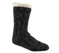PIERRE ROCHE Men's Cosy Lounge Slipper Socks Anti Slip Grippers Ideal For Gifts 6-11, Black, One Size