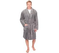 Pierre Roche Mens Luxury Soft Coral Fleece Dressing Gown (Medium, Grey)