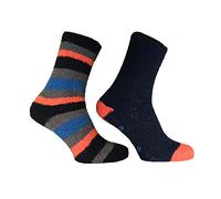 Pierre Roche Mens Premium Quality Lounge Socks (Pack Of 2) (UK 6-11) (Navy/Orange)