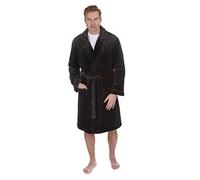 Pierre Roche Mens Supersoft Plush Fleece Dressing Gown Black Medium