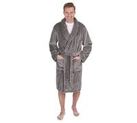Pierre Roche Mens Supersoft Plush Fleece Dressing Gown Grey Medium