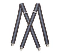 Pierrot Men's Braces Wide - Heavy Duty Elastic & 4 Extra Strong X Clips - Adjustable Size Up to 130 cm - - Handcrafted, Brown Blue